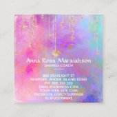 *~* Rainbow Gold Sparkle Glitter Moon Sun Vierkante Visitekaartje (Achterkant)