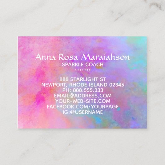 *~* Rainbow Gold Sparkle Glitter Sun Moon Visitekaartje (Achterkant)