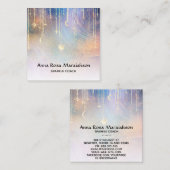 *~* Rainbow Gold Sparkle Moon Sun Celestial Stars Vierkante Visitekaartje (Voorkant / Achterkant)