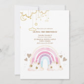 Rainbow Gold Stars Girly 3e Verjaardag Kinder Foto Kaart (Voorkant)