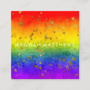 Rainbow Gold Stars Sparkle Beauty Stylist Makeup Vierkante Visitekaartje