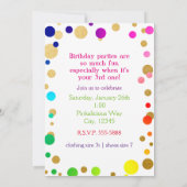 Rainbow Gold Stippen Verjaardagsfeest Fotouitnodig Kaart (Achterkant)