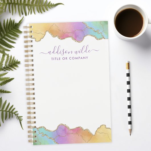Rainbow Gold Waterverf Agaat Custom Business Planner