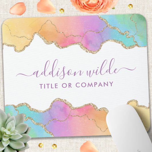 Rainbow Gold Waterverf Agaat Salon Business Muismat