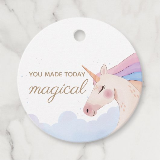 Rainbow Gold Waterverf Unicorn Birthday Party | Bedankjes Labels (Voorkant)