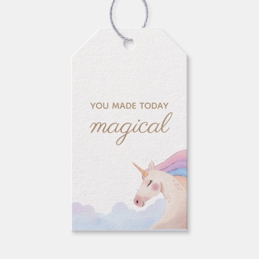 Rainbow Gold Waterverf Unicorn Birthday Party | Cadeaulabel (Voorkant)