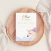 Rainbow Gold Waterverf Unicorn Birthday Party | I Kaart