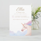 Rainbow Gold Waterverf Unicorn Birthday Party | I Kaart (Staand voorkant)
