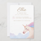 Rainbow Gold Waterverf Unicorn Birthday Party | I Kaart (Voorkant)
