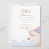 Rainbow Gold Waterverf Unicorn Birthday Party | Kaart (Voorkant)