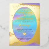 Rainbow Golden abstract schilderen Weddenschap Folie Feestdagenkaart (Voorkant)