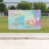 Rainbow Golden Unicorn Name & Age Banner (Insitu)