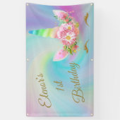 Rainbow Golden Unicorn Name & Age Banner (Verticaal)