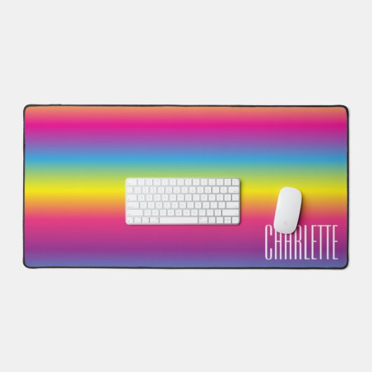 Rainbow Gradient Aangepaste Naam Desk Mat (Keyboard & Muis)