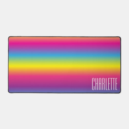Rainbow Gradient Aangepaste Naam Desk Mat (Voorkant)