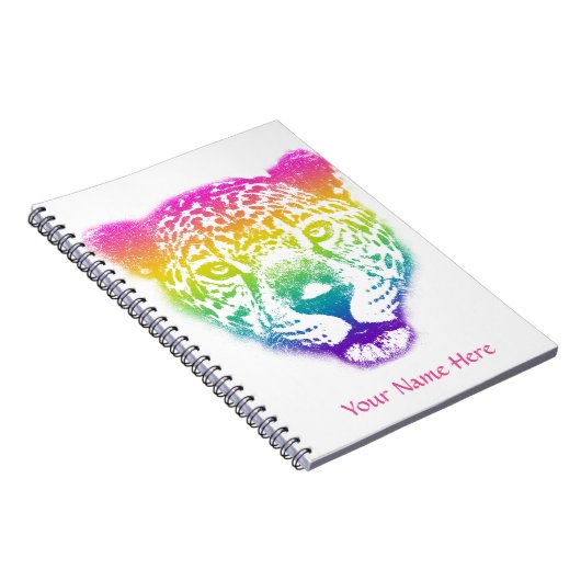 Rainbow Gradient Cheetah gezicht gepersonaliseerd Notitieboek (Rechterzijde)