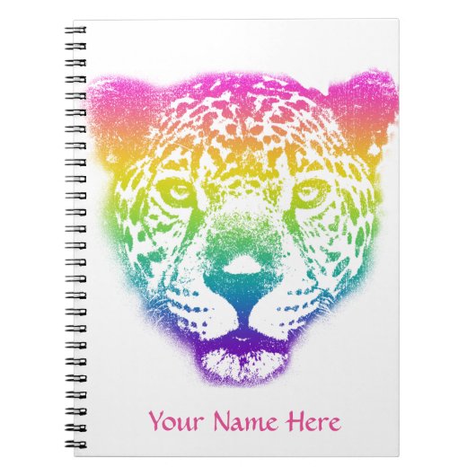 Rainbow Gradient Cheetah gezicht gepersonaliseerd Notitieboek (Voorkant)