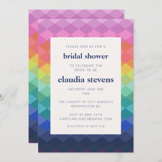 Rainbow Gradient Diamond Pattern Vrijgezellenfeest Kaart (Voorkant / Achterkant)