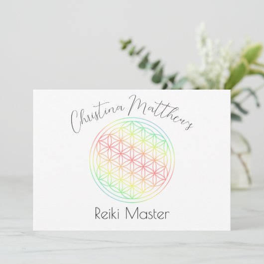 Rainbow Gradient Flower of Life Kaart (Staand voorkant)