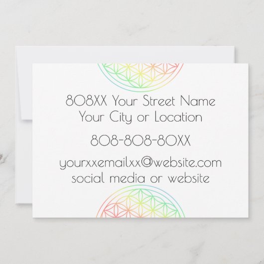 Rainbow Gradient Flower of Life Kaart (Achterkant)