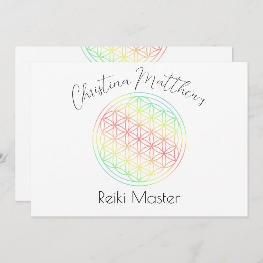 Rainbow Gradient Flower of Life Kaart (Voorkant / Achterkant)