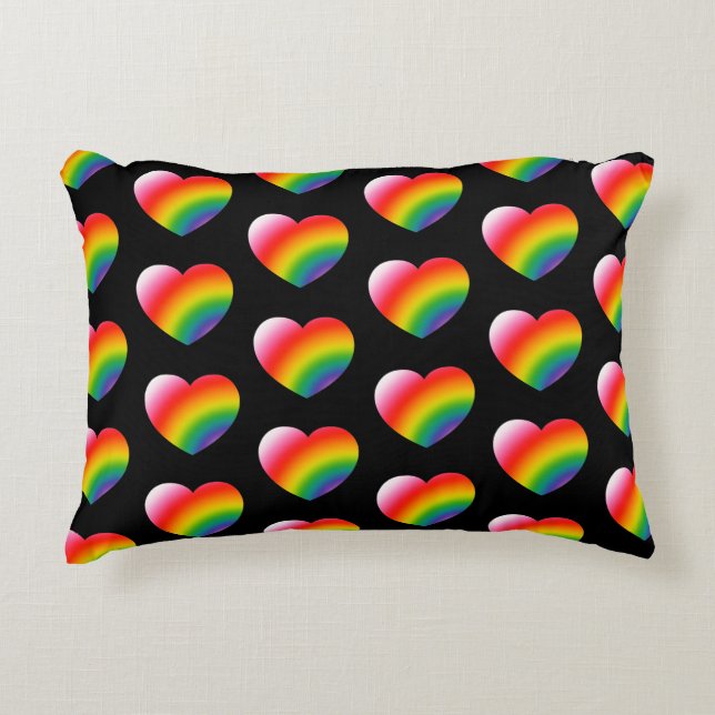 Rainbow Gradient Hearts Patroon Accent Kussen (Voorkant)