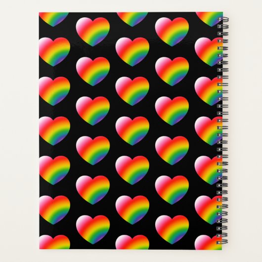 Rainbow Gradient Hearts Patroon Planner (Achterkant)