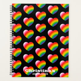 Rainbow Gradient Hearts Patroon Planner
