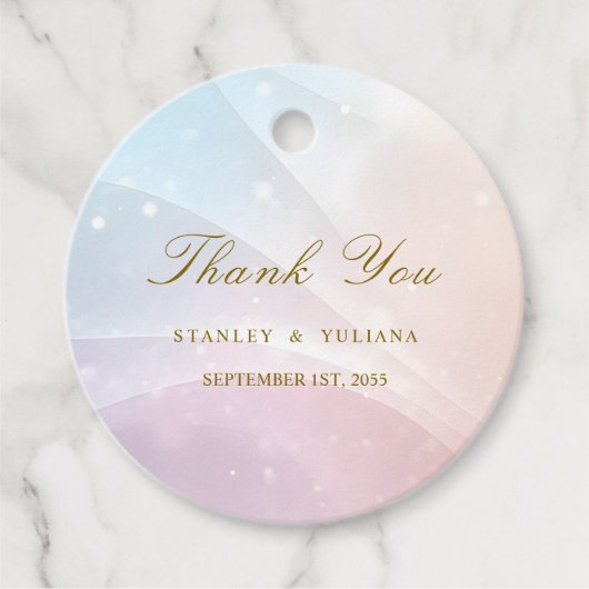 Rainbow Gradient Invitation | Elegant Pastel Spark Bedankjes Labels (Voorkant)