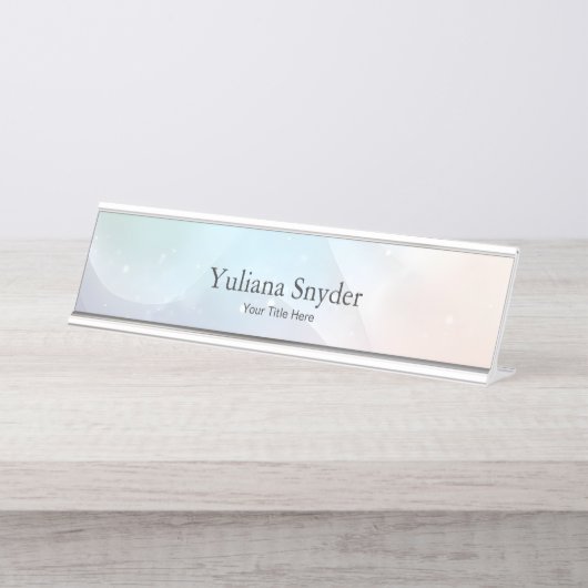 Rainbow Gradient Invitation | Elegant Pastel Spark Bureau Naambordje (Voorkant)