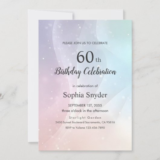 Rainbow Gradient Invitation | Elegant Pastel Spark Kaart (Voorkant)