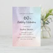 Rainbow Gradient Invitation | Elegant Pastel Spark Kaart (Staand voorkant)