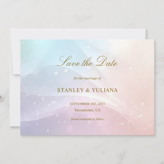 Rainbow Gradient Invitation | Elegant Pastel Spark Kaart (Voorkant)