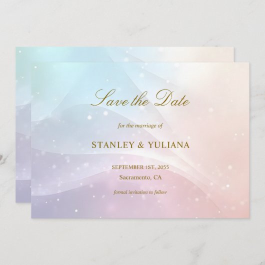 Rainbow Gradient Invitation | Elegant Pastel Spark Kaart (Voorkant / Achterkant)