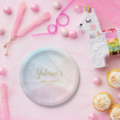 Rainbow Gradient Invitation | Elegant Pastel Spark Papieren Bordje (Feest)