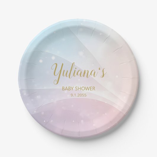 Rainbow Gradient Invitation | Elegant Pastel Spark Papieren Bordje (Voorkant)