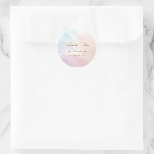 Rainbow Gradient Invitation | Elegant Pastel Spark Ronde Sticker (Tas)