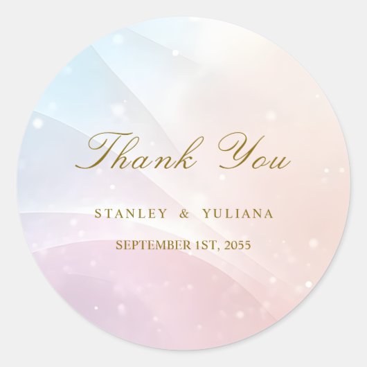 Rainbow Gradient Invitation | Elegant Pastel Spark Ronde Sticker (Voorkant)