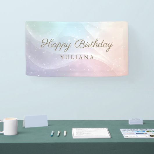 Rainbow Gradient Invitation | Elegant Pastel Spark Spandoek (Beurs)