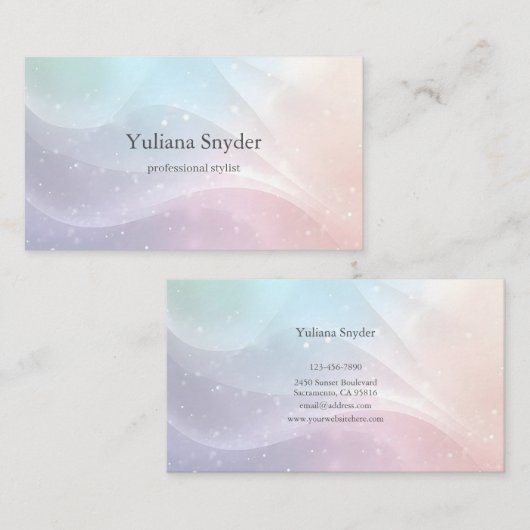 Rainbow Gradient Invitation | Elegant Pastel Spark Visitekaartje (Voorkant / Achterkant)
