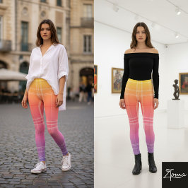 Rainbow Gradient Modern Plaid Tartan Pattern Leggings