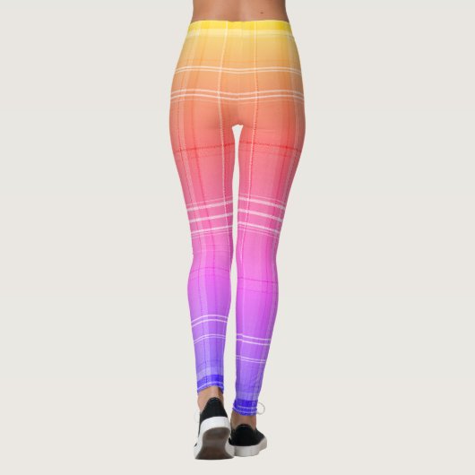Rainbow Gradient Modern Plaid Tartan Pattern Leggings (Achterkant)