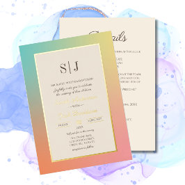 Rainbow Gradient Modern Wedding Folie Uitnodiging