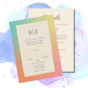 Rainbow Gradient Modern Wedding Folie Uitnodiging