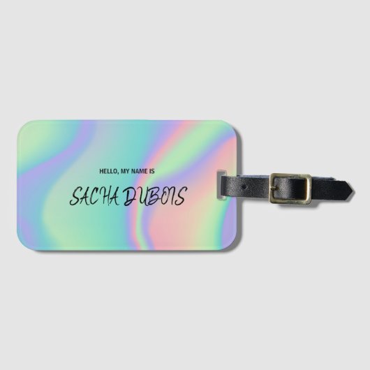 Rainbow Gradient Name Luggage Tag Bagagelabel (Voorkant (horizontaal))