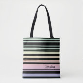 Rainbow Gradient Pastel Stripes gepersonaliseerd Tote Bag (Voorkant)