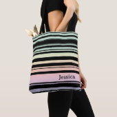 Rainbow Gradient Pastel Stripes gepersonaliseerd Tote Bag (Dichtbij)