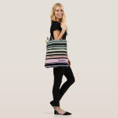 Rainbow Gradient Pastel Stripes gepersonaliseerd Tote Bag (Op model)