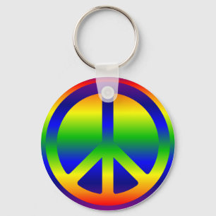 Rainbow Gradient Peace Symbol Sleutelhanger