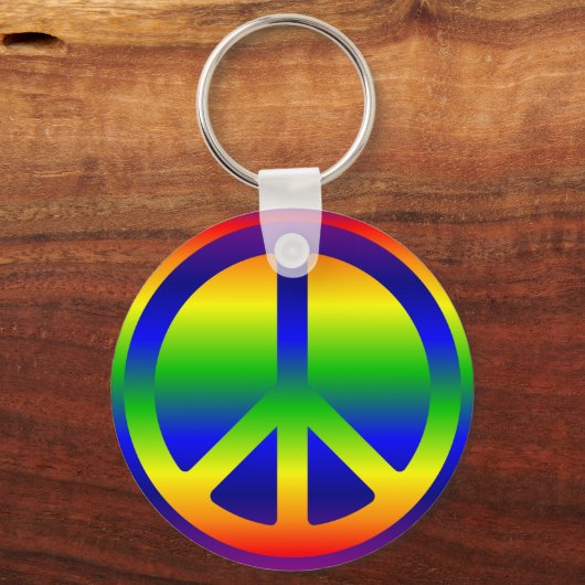 Rainbow Gradient Peace Symbol Sleutelhanger (Voorkant)